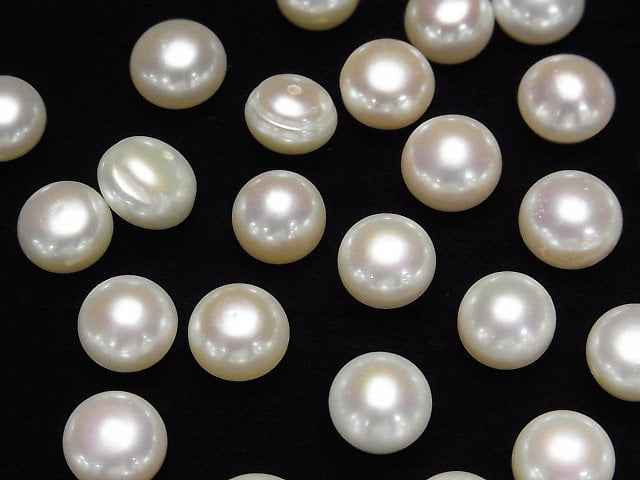 [Video]Fresh Water Pearl AAA Round (Flat )3.5-10.5mm [Half Drilled Hole] 2pairs