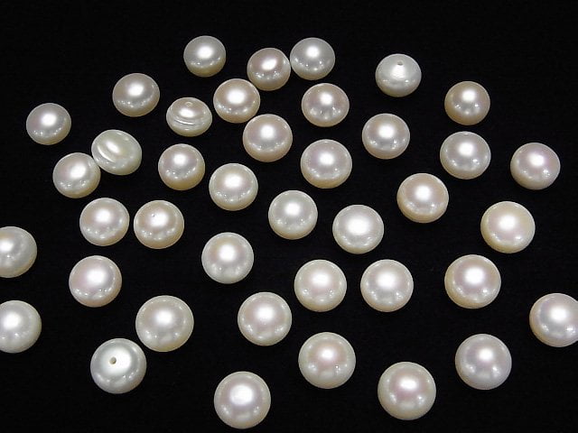 [Video]Fresh Water Pearl AAA Round (Flat )3.5-10.5mm [Half Drilled Hole] 2pairs