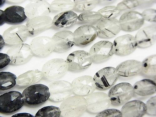 Oval, Tourmalinated Quartz Gemstone Beads