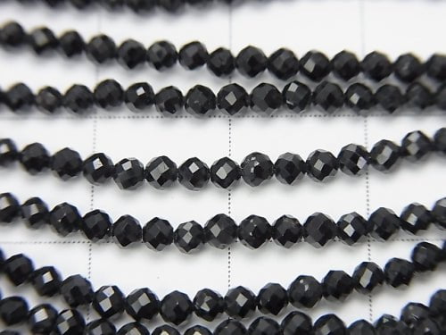 [Video] High Quality! 1strand $6.79! Black Tourmaline AAA - Faceted Round 2mm 1strand beads (aprx.15inch / 38cm)