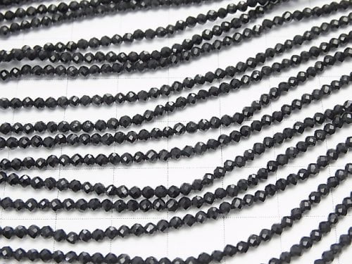 [Video] High Quality! 1strand $6.79! Black Tourmaline AAA - Faceted Round 2mm 1strand beads (aprx.15inch / 38cm)