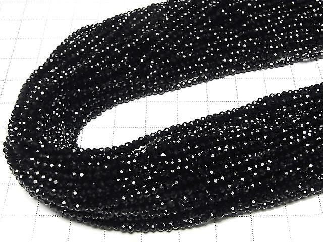 [Video] High Quality! Black Tourmaline AAA-Faceted Round 2mm 1-strand beads (approx. 15 inches/37 cm)