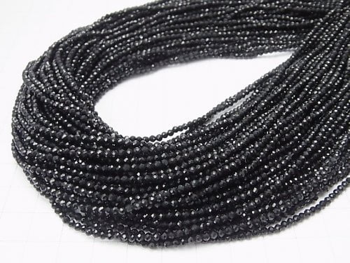 [Video] High Quality! 1strand $6.79! Black Tourmaline AAA - Faceted Round 2mm 1strand beads (aprx.15inch / 38cm)