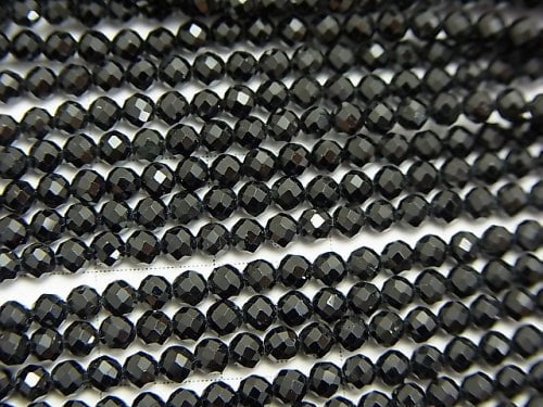 High Quality! 1strand $7.79! Black Tourmaline AAA - Faceted Round 3mm 1strand beads (aprx.15inch / 37cm)