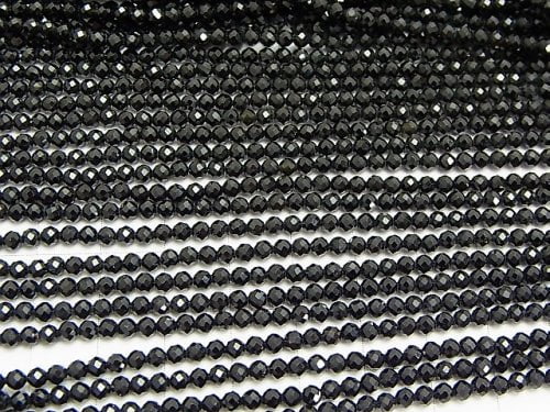 High Quality! 1strand $7.79! Black Tourmaline AAA - Faceted Round 3mm 1strand beads (aprx.15inch / 37cm)