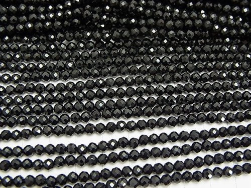 [Video] High Quality! 1strand $8.79! Black Tourmaline AAA - Faceted Round 4mm 1strand beads (aprx.15inch / 37cm)