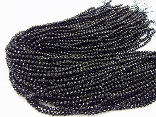 [Video] High Quality! 1strand $8.79! Black Tourmaline AAA - Faceted Round 4mm 1strand beads (aprx.15inch / 37cm)