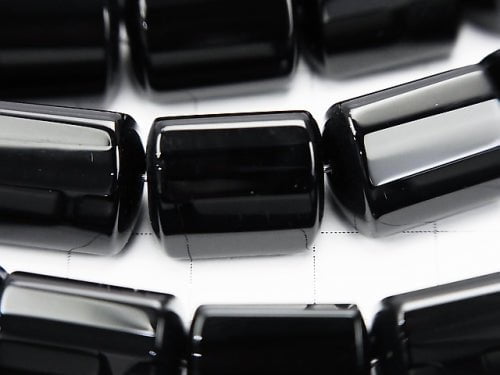 Onyx  Triangle Faceted Tube 14x11x11mm half or 1strand beads (aprx.15inch/38cm)