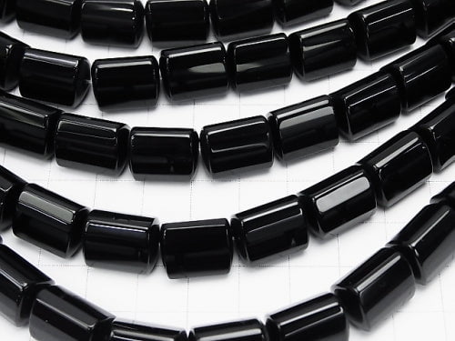 Onyx  Triangle Faceted Tube 14x11x11mm half or 1strand beads (aprx.15inch/38cm)