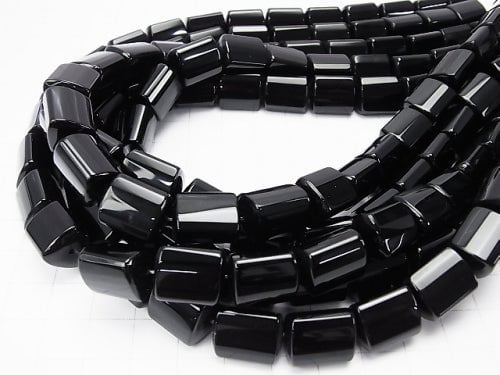 Onyx  Triangle Faceted Tube 14x11x11mm half or 1strand beads (aprx.15inch/38cm)