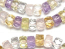 [Video] High Quality Mixed Stone AAA- Faceted Button Rondelle 8x8x5mm Bracelet