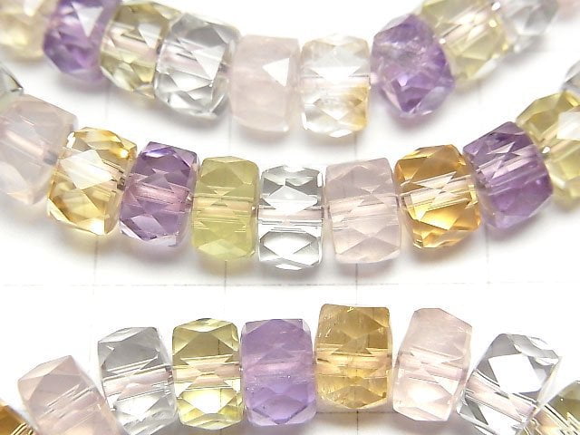 [Video] High Quality Mixed Stone AAA- Faceted Button Roundel 8x8x5mm Bracelet