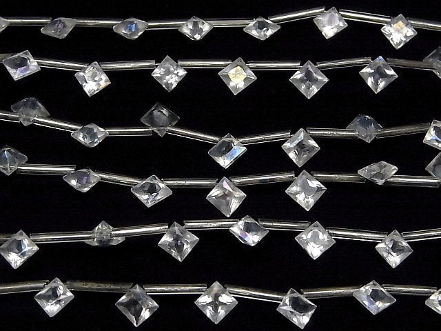 [Video]Aqua Crystal AAA Diamond Princess Cut 8x8mm 1strand (8pcs)