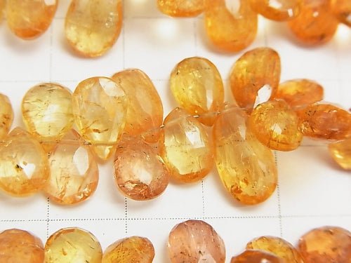 [Video]High Quality Imperial Topaz AAA Pear shape Faceted Briolette half or 1strand beads (aprx.7inch / 18 cm)