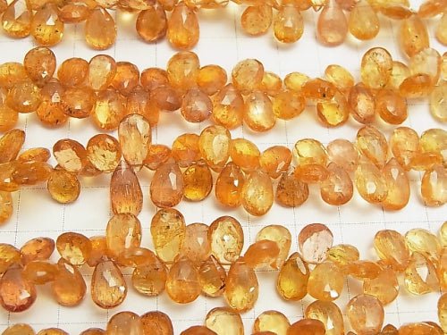 [Video]High Quality Imperial Topaz AAA Pear shape Faceted Briolette half or 1strand beads (aprx.7inch / 18 cm)