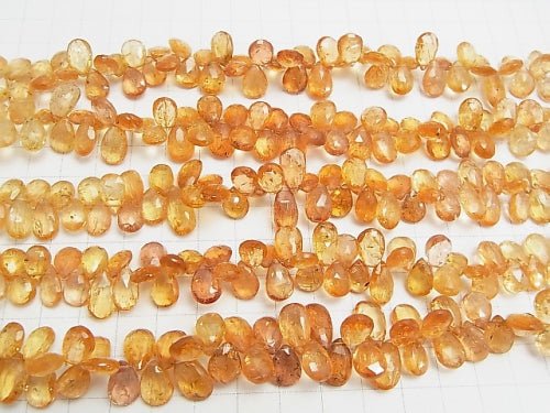 [Video]High Quality Imperial Topaz AAA Pear shape Faceted Briolette half or 1strand beads (aprx.7inch / 18 cm)