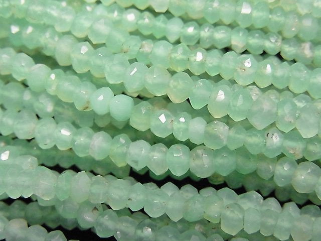 [Video] Chrysoprase AA++ Faceted Button Rondelle half or 1strand beads (aprx.13inch / 32cm)