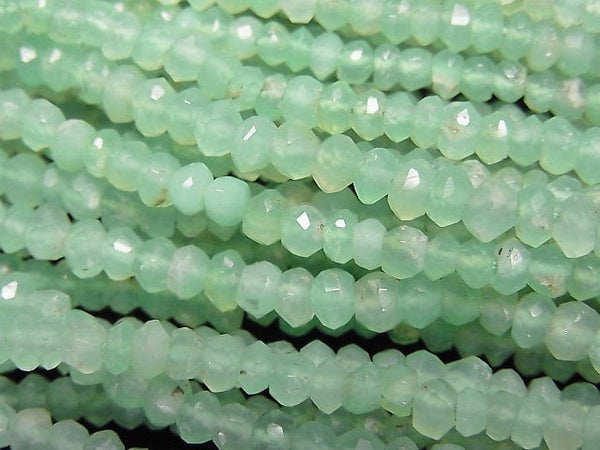 [Video] Chrysoprase AA++ Faceted Button Roundel half or 1strand beads (aprx.13inch / 32cm)