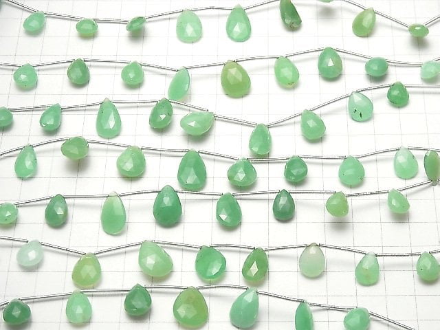 [Video] Chrysoprase AA++ Pear shape Faceted Briolette 1strand (8pcs)