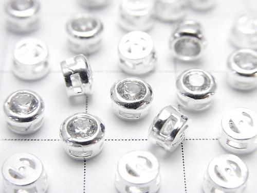 Silver 925 bezel setting 4x4x2.5mm (with CZ) [No coating] 2pcs