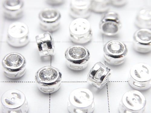 2 pcs $2.79! Silver925 Bezel Settingting 4 x 4 x 2.5 mm with CZ [No coating] 2 pcs