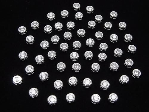 Silver 925 bezel setting 4x4x2.5mm (with CZ) [No coating] 2pcs