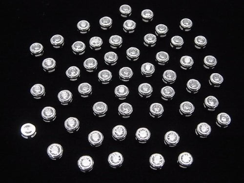 Silver925 bezel setting 4x4x2.5mm (with CZ) [No coating] 2pcs