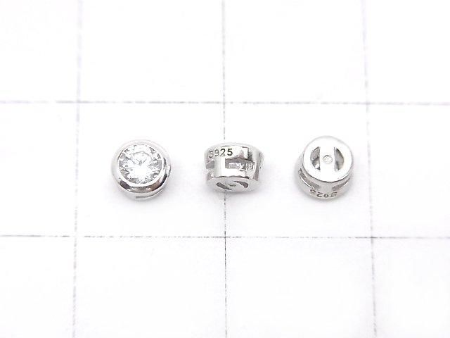 Silver 925 bezel setting 4x4x2.5mm (with CZ) [Rhodium Plated] 2pcs