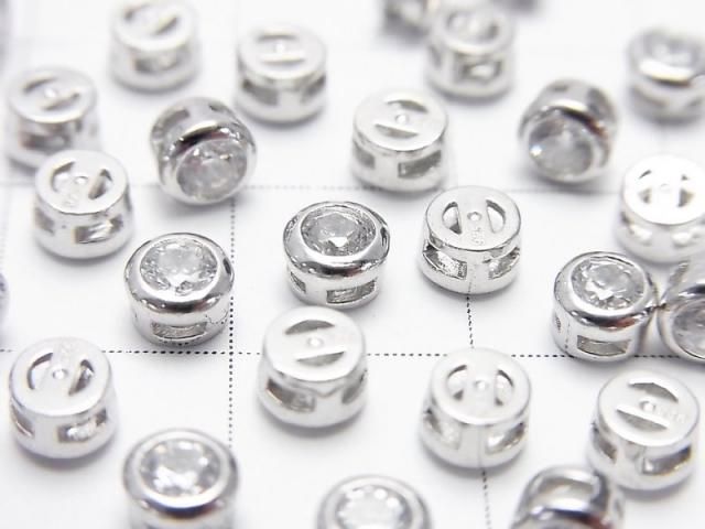 Silver925 Bezel Setting 4x4x2.5mm (with CZ) [Rhodium Plated] 2pcs