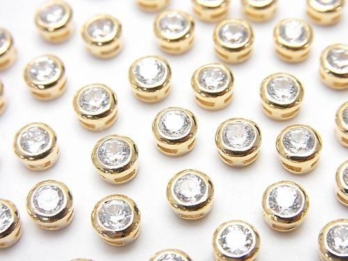 Silver 925 bezel setting 4x4x2.5mm (with CZ) [18KGP] 2pcs