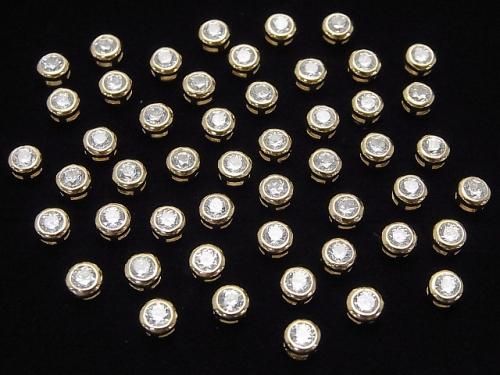 Silver 925 bezel setting 4x4x2.5mm (with CZ) [18KGP] 2pcs