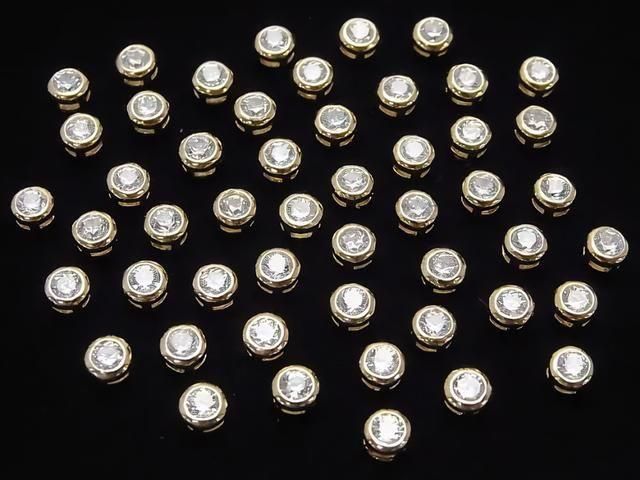 925純銀包邊鑲嵌4x4x2.5mm（帶CZ）[18KGP] 1個