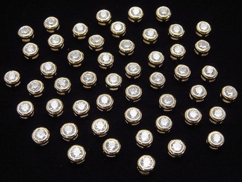 Silver925 bezel setting 4x4x2.5mm (with CZ) [18KGP] 2pcs