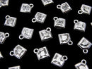 Silver925 Diamond Motif Charm (with CZ) 8x7x2.5mm [No Coating] 2pcs