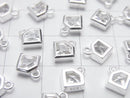 Silver925 Diamond Motif Charm (with CZ) 8x7x2.5mm [No Coating] 2pcs