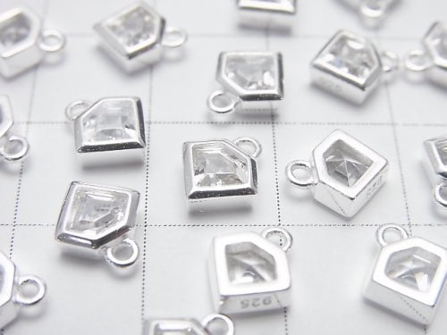 2 pcs $5.79! Silver925 Diamond motif 8 x 7 x 2.5 mm charm (with CZ) [No coating] 2 pcs