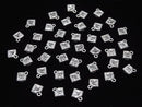 Silver925 Diamond Motif Charm (with CZ) 8x7x2.5mm [No Coating] 2pcs