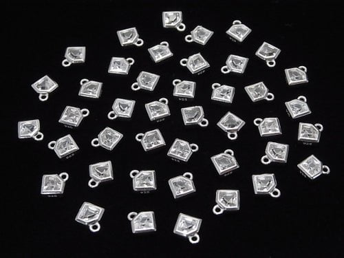 2 pcs $5.79! Silver925 Diamond motif 8 x 7 x 2.5 mm charm (with CZ) [No coating] 2 pcs