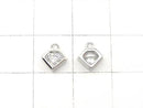 Silver925 Diamond Motif Charm (with CZ) 8x7x2.5mm [Rhodium Plated] 2pcs