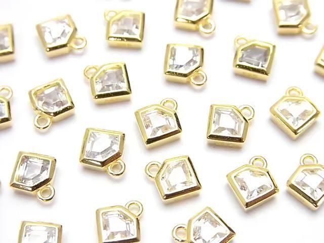 Silver 925 Diamond Motif 8x7x2.5mm Charm (with CZ) [18KGP] 1pc