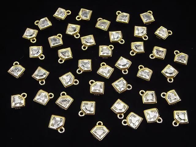 Silver 925 Diamond Motif 8x7x2.5mm Charm (with CZ) [18KGP] 1pc