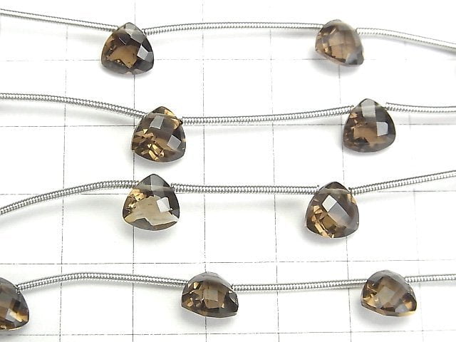 [Video] High Quality Smoky Quartz AAA Faceted Triangle 8x8x5mm 1strand (5pcs )