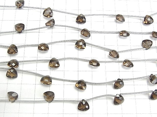 [Video] High Quality Smoky Quartz AAA Faceted Triangle 8x8x5mm 1strand (5pcs )