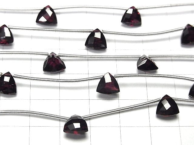 [Video] High Quality Garnet AAA Faceted Triangle 8x8x4mm 1strand (5pcs )