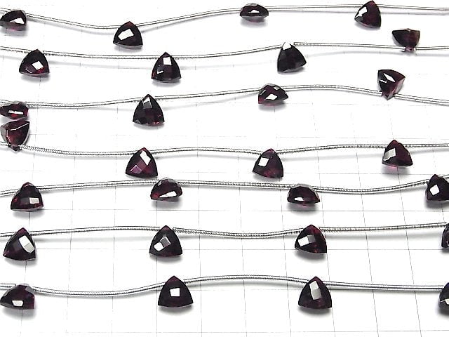 [Video] High Quality Garnet AAA Faceted Triangle 8x8x4mm 1strand (5pcs )