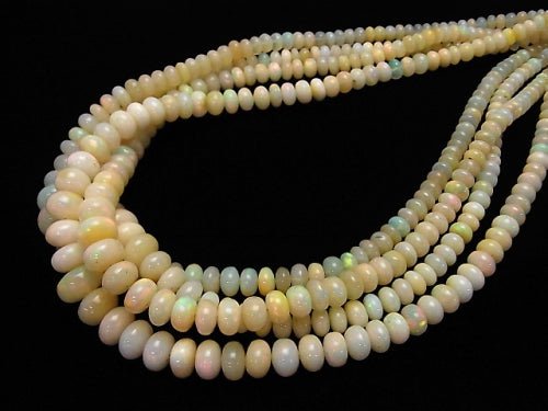 Ethiopia Precious Opal AA ++ Roundel half or 1strand beads (aprx.15 inch / 38 cm)