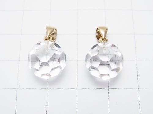 [Video] Crystal AAA+ "Buckyball" Faceted Round 12mm Pendant 14KGP 1pc