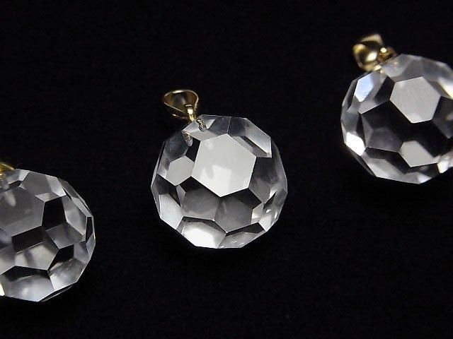 [Video] Crystal AAA+ "Buckyball" Faceted Round 16mm Pendant 14KGP 1pc
