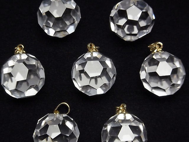 [Video] Crystal AAA+ "Buckyball" Faceted Round 16mm Pendant 14KGP 1pc