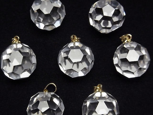 [Video] Crystal AAA+ "Buckyball" Faceted Round 16mm Pendant 14KGP 1pc